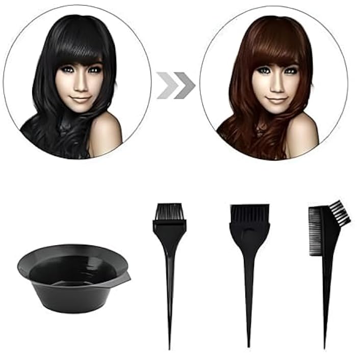 Salon Colouring Set - 4-Piece Hair Dye Kit with Mixing Bowl, 3 Brushes, and Tint Comb for Professional and Home Use (Black) (set-4pcs) - Image 4